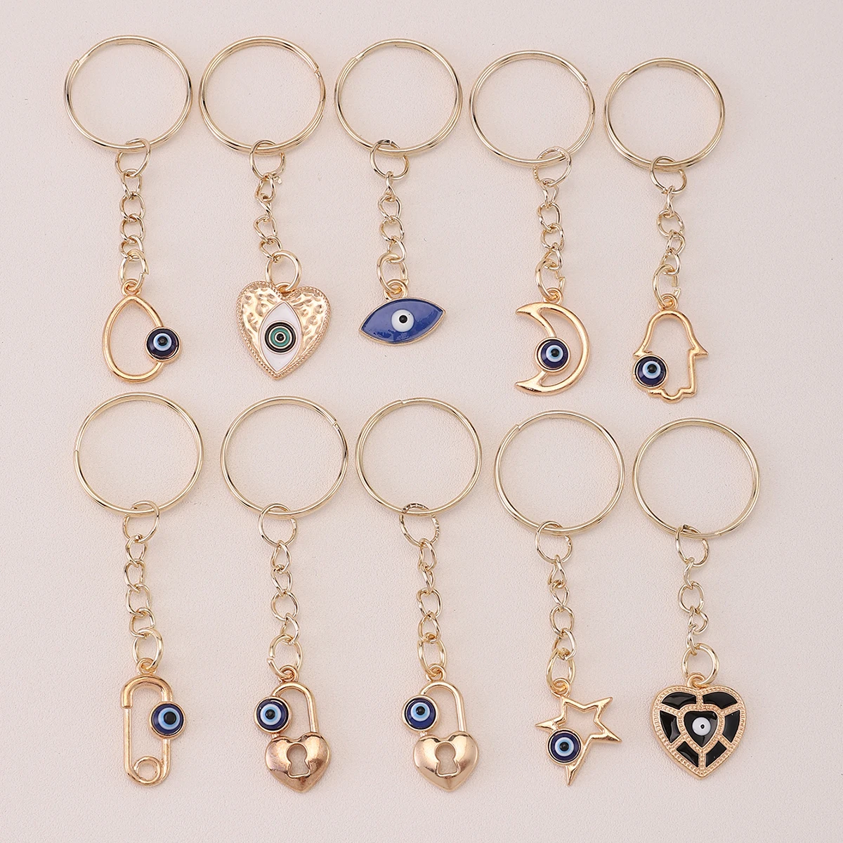 10pcs Devil's Eye Key Chain New Summer Couture Elegant Fashion Pendant Cute Luggage Accessories, Valentine's Day Gifts