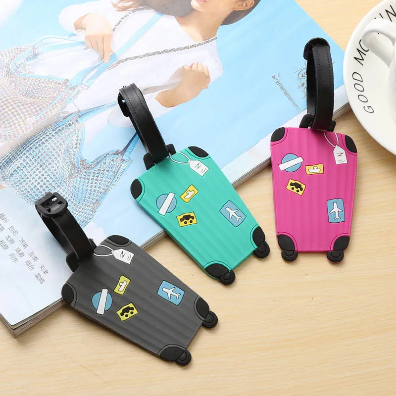 New Fashion Silicon Luggage Tags Travel Accessories for Bags Portable Luggage Tag Cartoon Style for Girls Boys Card Cover