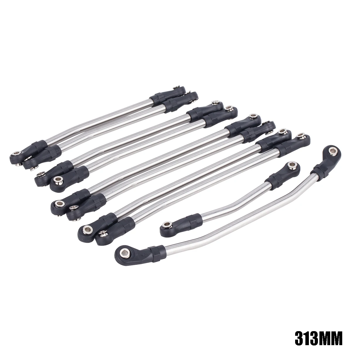 Enlaces de Metal RC de 313/324mm, conjunto de eslabones de chasis de conexión superior e inferior con extremos de varilla de plástico para coche trepador de control remoto AXIAL SCX10 II 1/10 90046