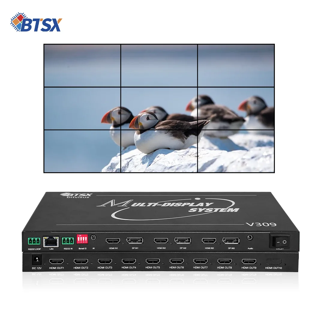 8K Multi-Screen Expander 3 in 9 Out Pixel-to-pixel Used in Conference Rooms CE Customizable