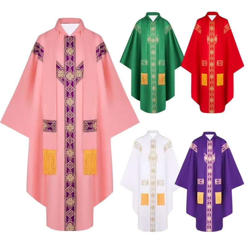 

2026 Halloween Medieval Robes for Priests Monks Prayer Clothes Cos Costume Clothes Printed Robes Loose Cosplay Costumes for Men