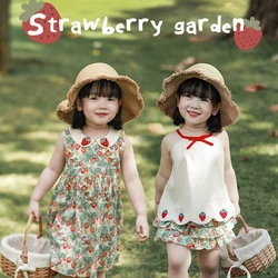 Summer Children Girls Sweet Cotton Cartoon T-Shirt Floral Tops Shorts Pants Doll Collar Dress Baby Short Sleeve Soft Comfortable