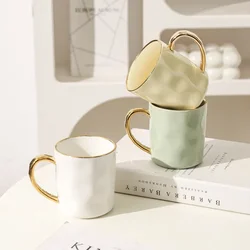 400ml Simple Color Ceramic Cup High-value Coffee Cups Large-capacity Mugs Household Use Hand-painted Couple Breakfast Milk Mug