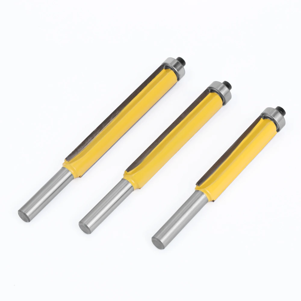 8mm Shank Long Blade Flush Trim Router Bit With Bearing for Wood Template Pattern Bit Tungsten Carbide Milling Cutter