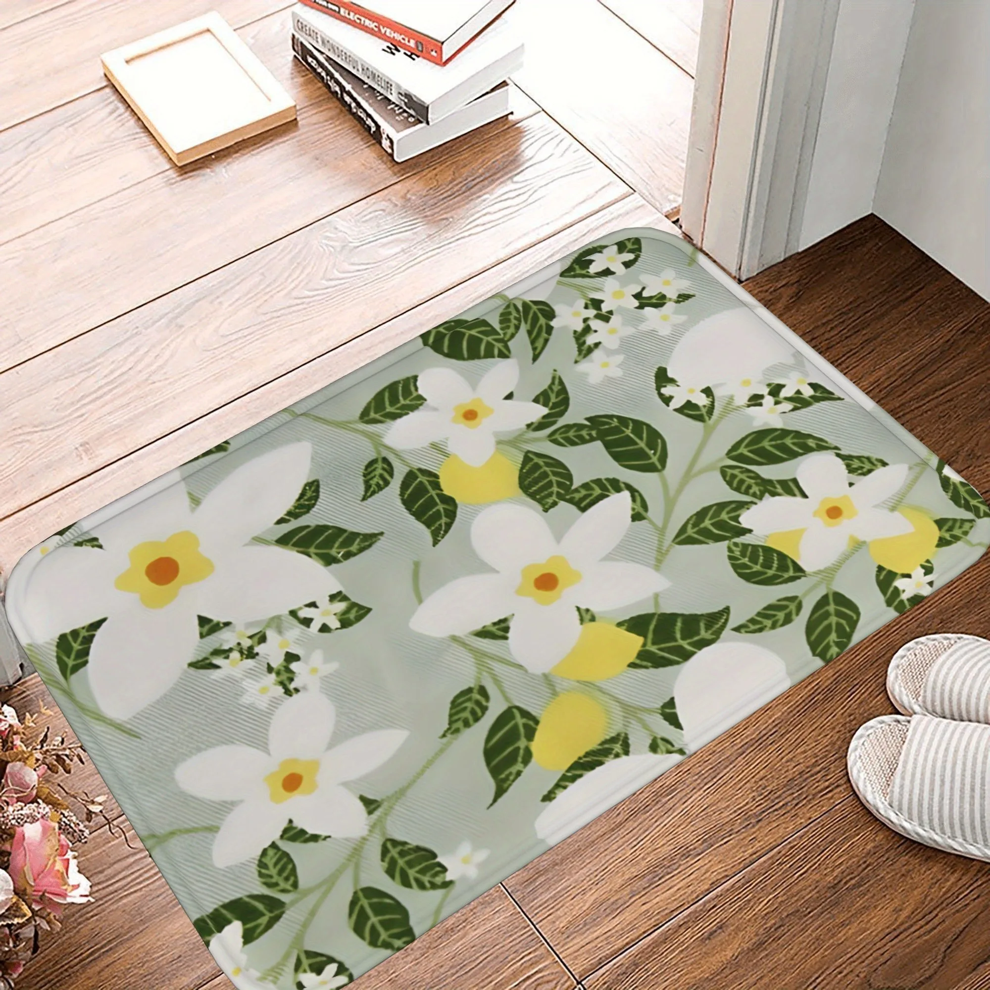 

1PC Flowers Pattern Kitchen Rug Non-Slip Door Mat Pop design Bathroom Rug Bath Mat Carpet for Home Sink Laundry Decoreeree