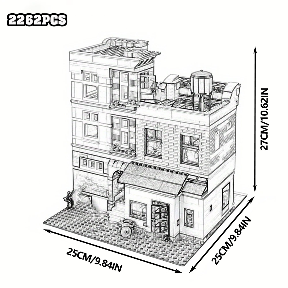 Creative Expert Bricks Bank Cafe Corner MOC Street View City Model House Pet Shop Town Hall Downtown Diner Bouwstenen Speelgoed