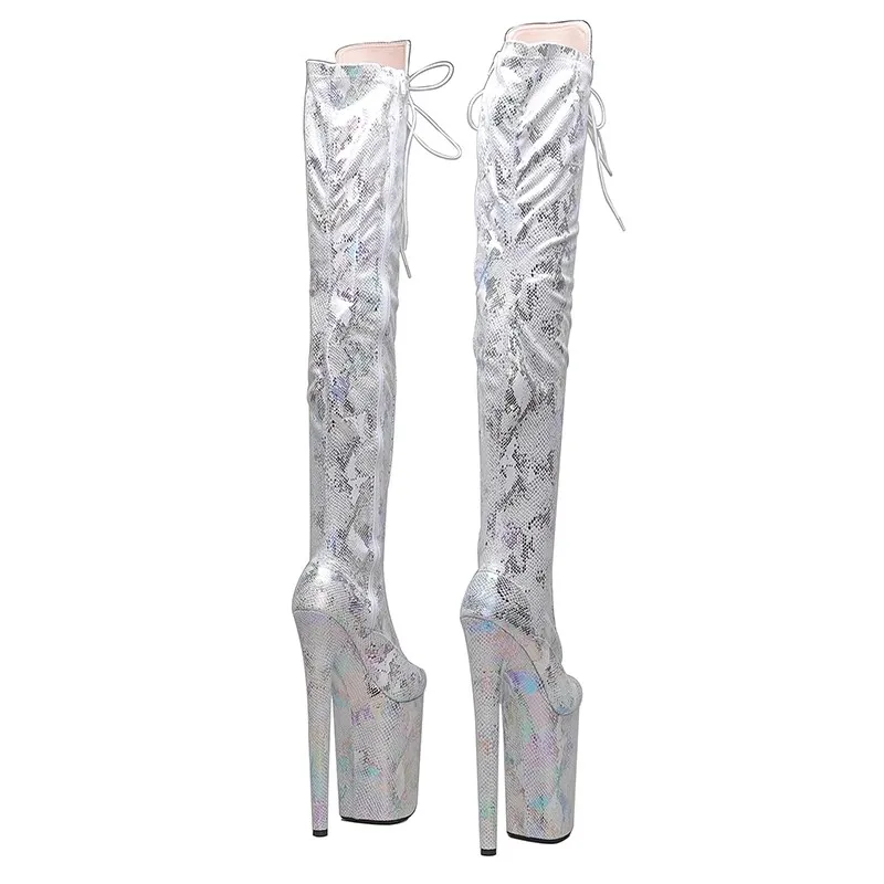 Auman Ale New 23CM/9inches PU Upper Sexy Exotic High Heel Platform Party Women Boots Pole Dance Shoes 074