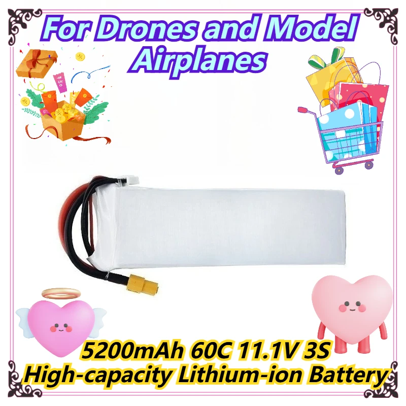 

5200mAh 60C 11.1V 3S High-capacity Lithium-ion Battery For Drones and Model Airplanes