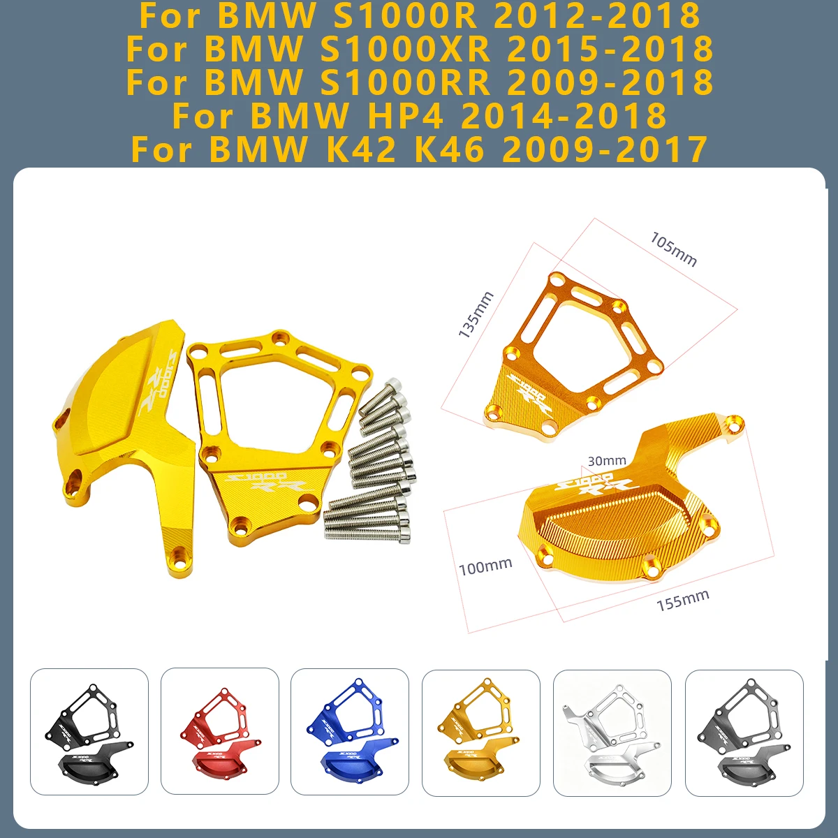 

S1000R S1000XR S1000RR 2018 Motorcycle CNC Engine Stator Guard Saver Cover Protector Accessories For BMW HP4 K42 K46 2017-2009