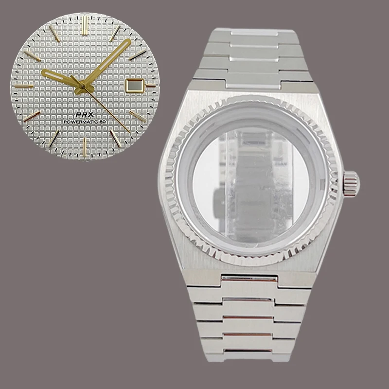 40mm Silber PRX Super Player Uhr Getriebe Fall Passt Für NH35 NH36 NH38 7S26 4R Bewegung Multi-farbe Zifferblatt Hände Reparatur Zubehör