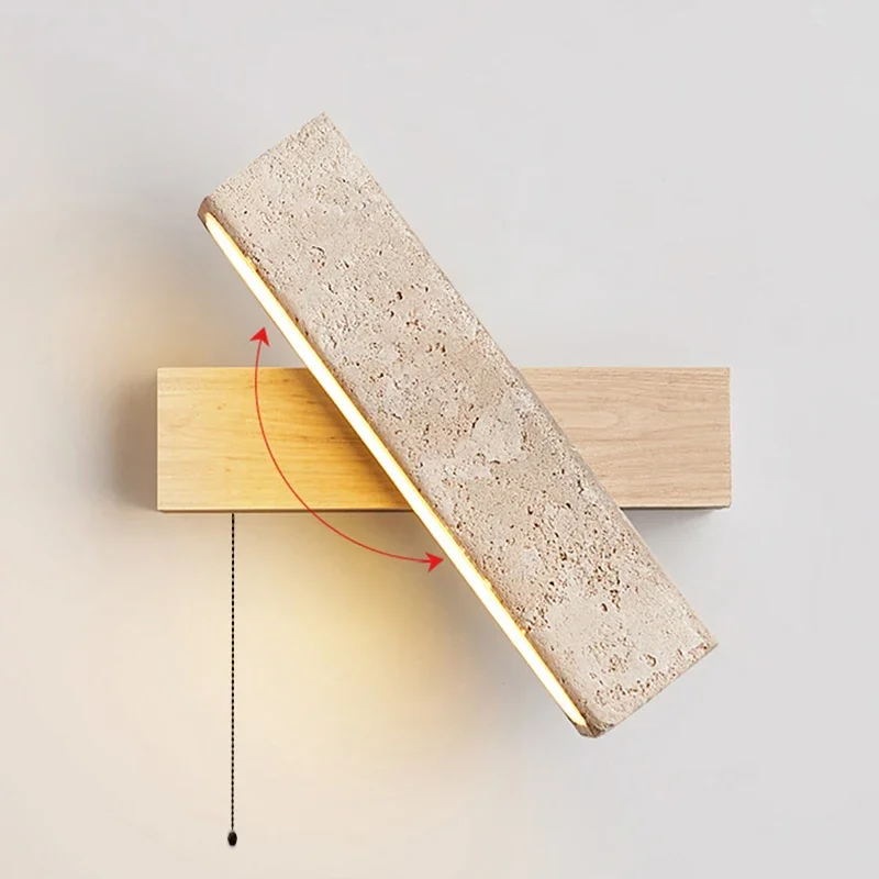 

2025 Modern With Switch LED Wall Lamp Natural Stone Wood Rotatable Dropshipping For Foyer Bedside Restaurant Sconce Home Deco