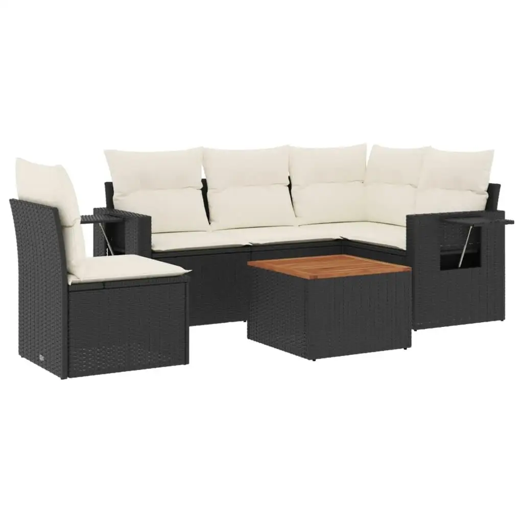 Modular Black PE Rattan Garden Sofa Set Large Outdoor Seating Comfortable Lounge Furniture