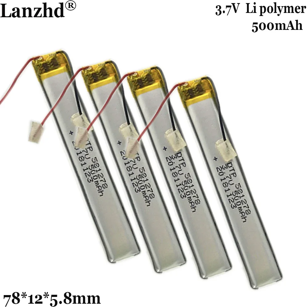 3.7V Polymer Lithium Battery DTP 581278 500mah For Cabinet Ceiling light Children's point reading pen 3D printing pen battery