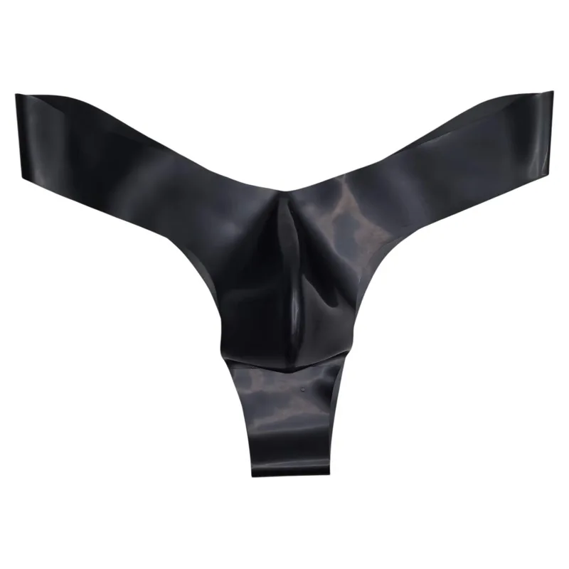 Men's Latex Underwear Elephant Nose Pouch Panties  Rubber Single Thong Translucent Low-Rise Exotic Lingerie Briefs Nightwear