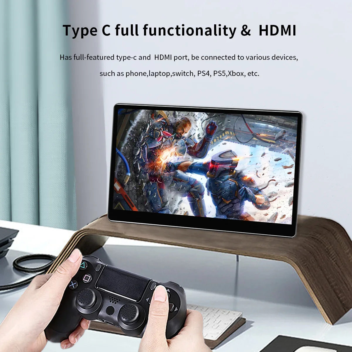 15.6 inch Touch Portable Monitor 4K FHD 3840*2160 for External Second Screen LCD Display for HDMI Type-C Xbox PS4 Switch Laptop