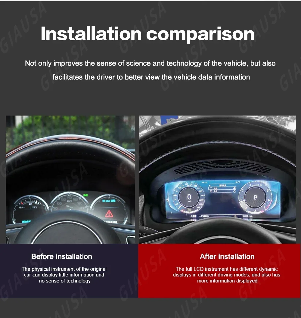 For Jaguar XJ XJL 2010 2011 -2019 Car LCD Dashboard Panel Virtual Cockpit Digital Cluster Instrument Speedometer Unit Display