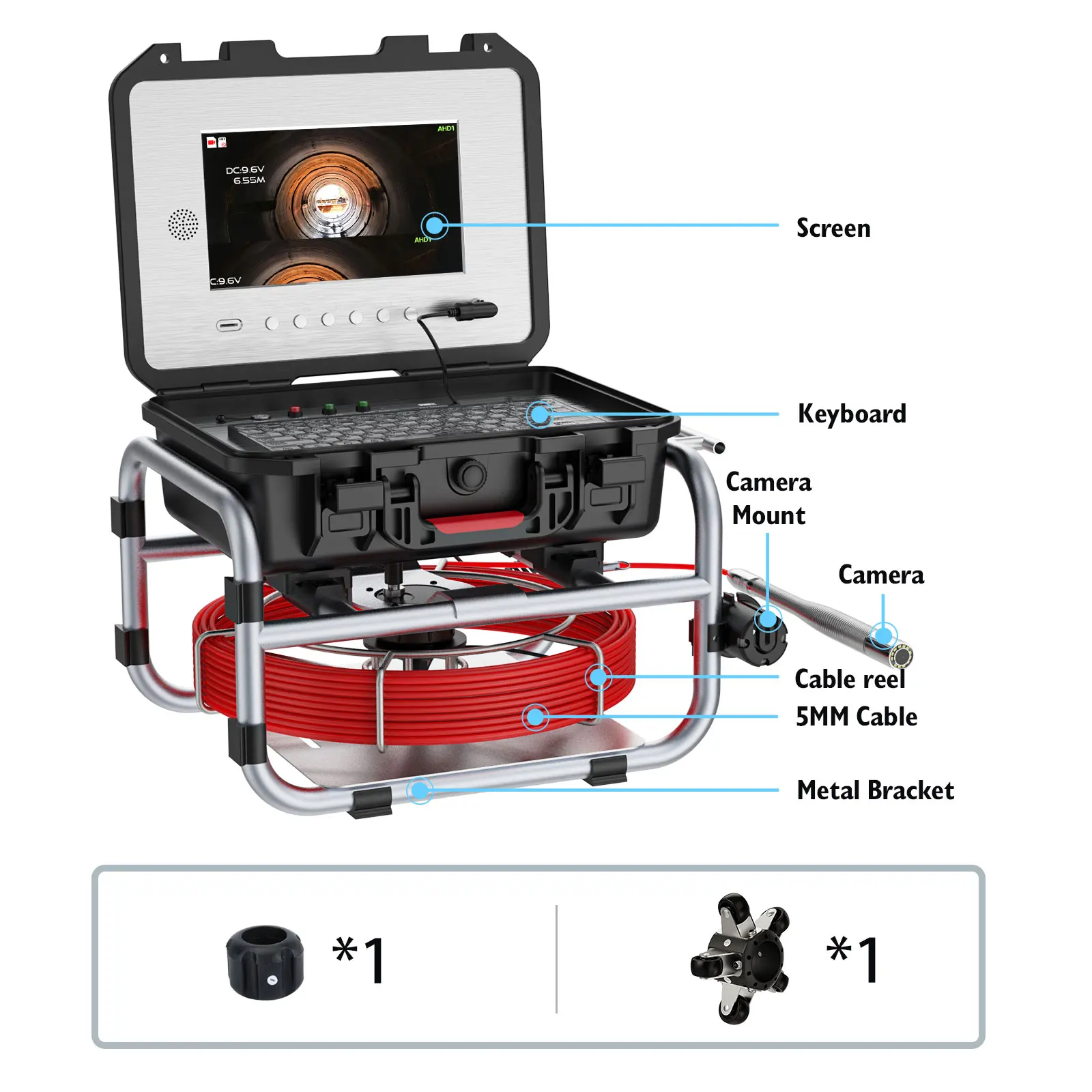 

Sewer Pipe Inspection Camera With Meter Counter 10 Inch IPS Color Monitor 30M/50M/60M Cable Ip68 Self-Leveling 512HZ Locator
