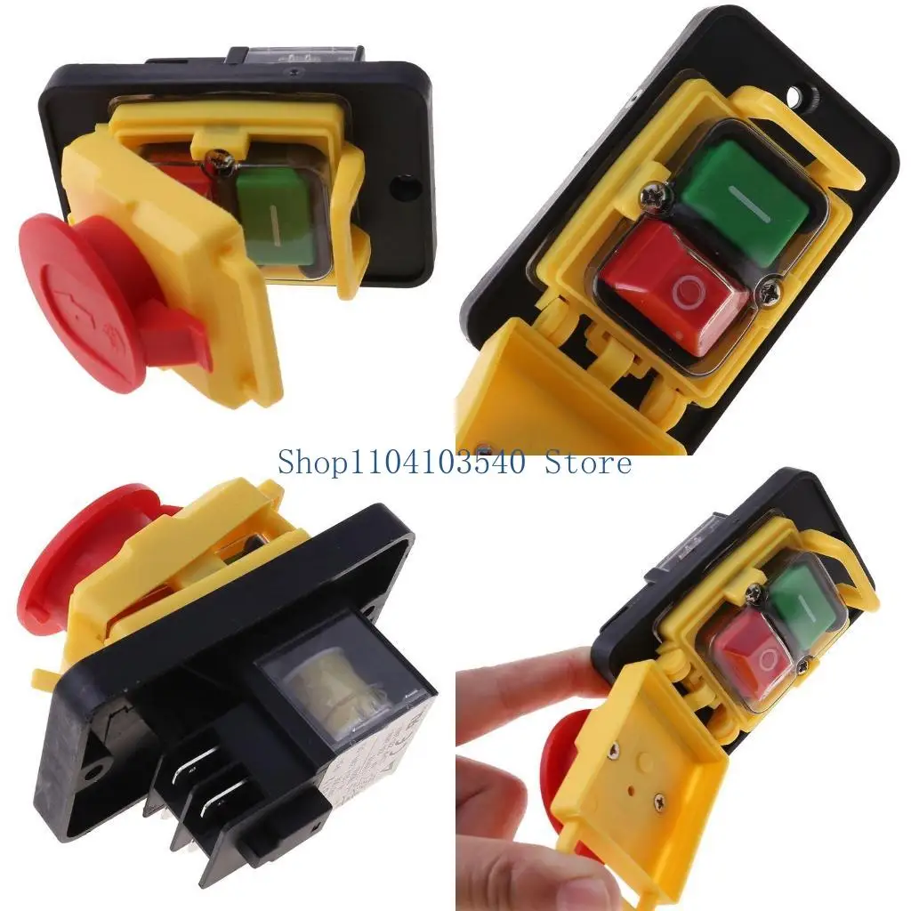 02DC KJD12 250V 4Pin Waterproof Magnetic Start Stop No Volt Release Pushbutton Switch