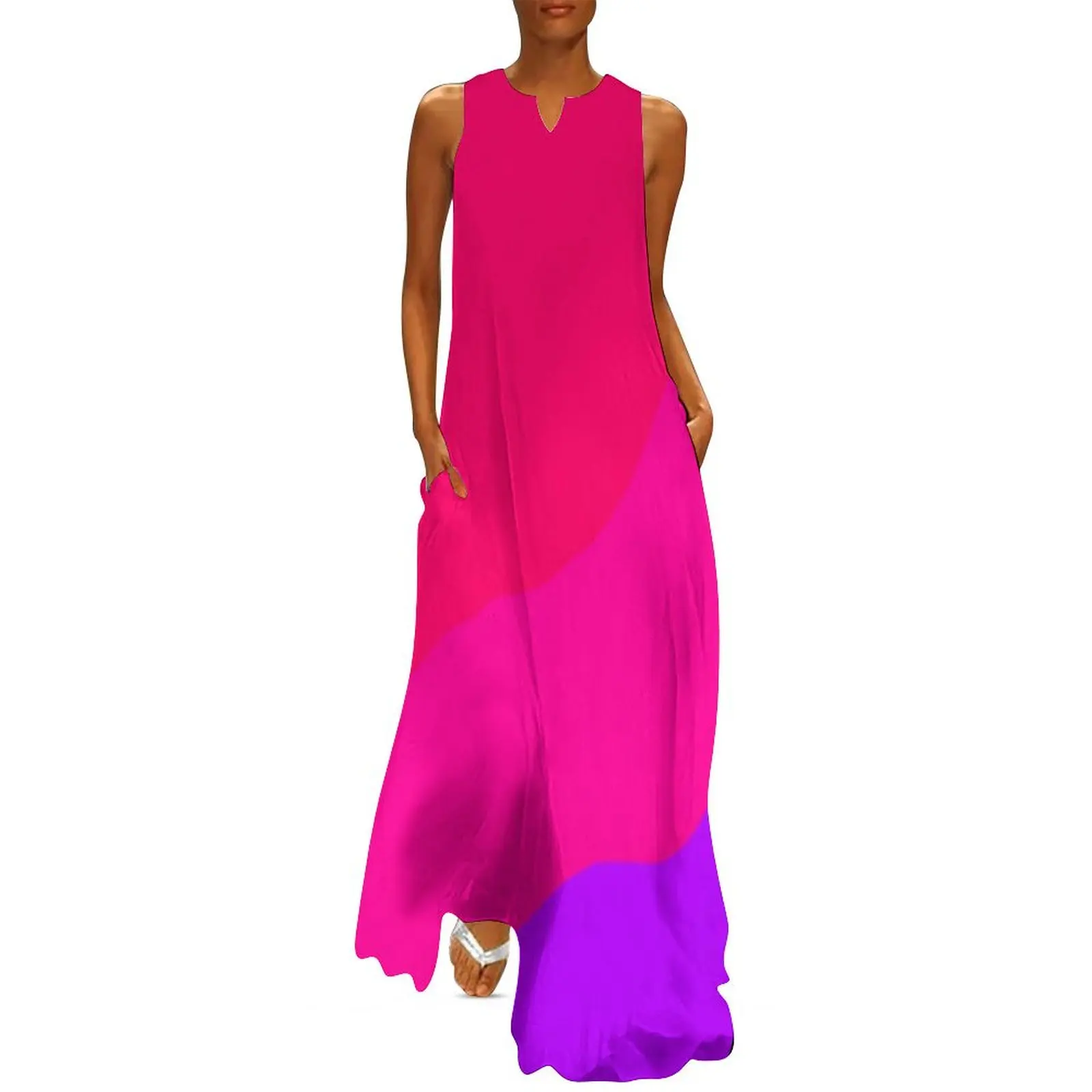 

Hot Pink to purple, orange Long Dress women's clothing korea stylish evening dress Dress