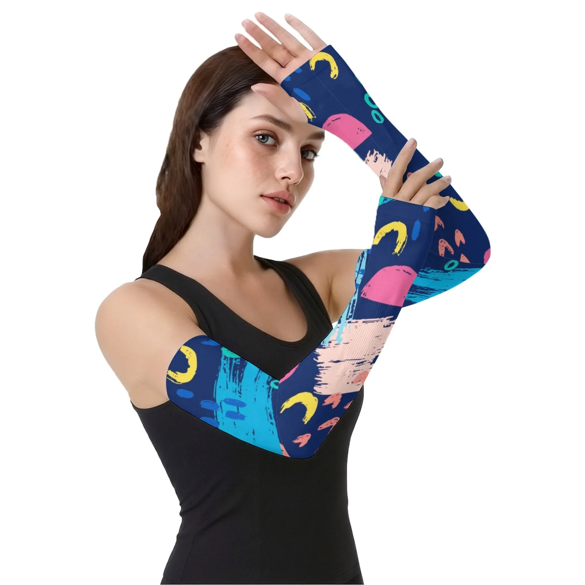 Unisex Street Graffiti Pattern Sleeves Breathable Non-slip Outdoor Activities Hiking Mountaineering Driving Sunscreen Sleeves