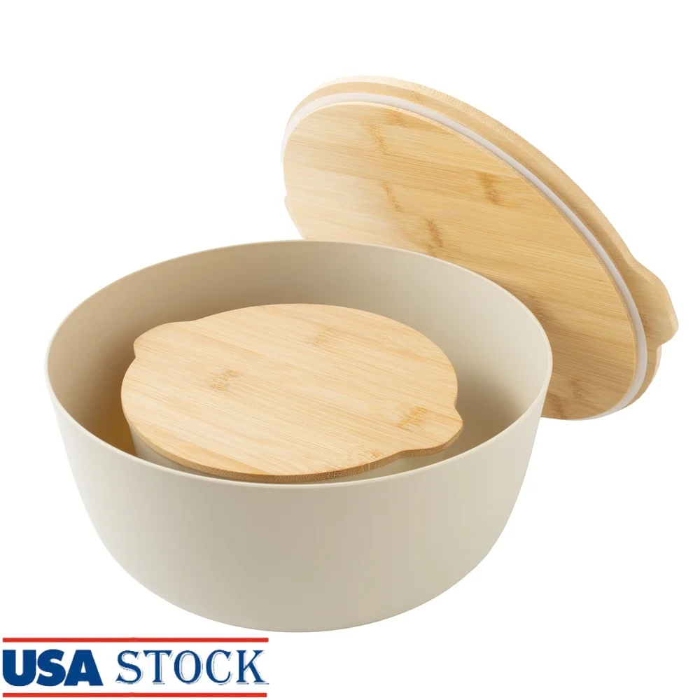 

4 Piece Mixing Bowl Set with Bamboo Lids 5qt Capacity Stackable Easy Clean Kitchen Essentials Sustainable Cooking Baking Tools