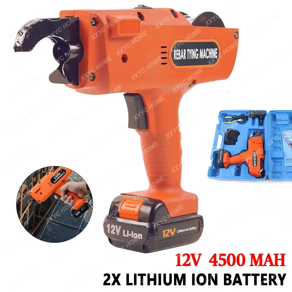 8-34mm Automatic Rebar Tier Tying Machine Handheld Strapping Binding Tool 2 Battery Portable 12V