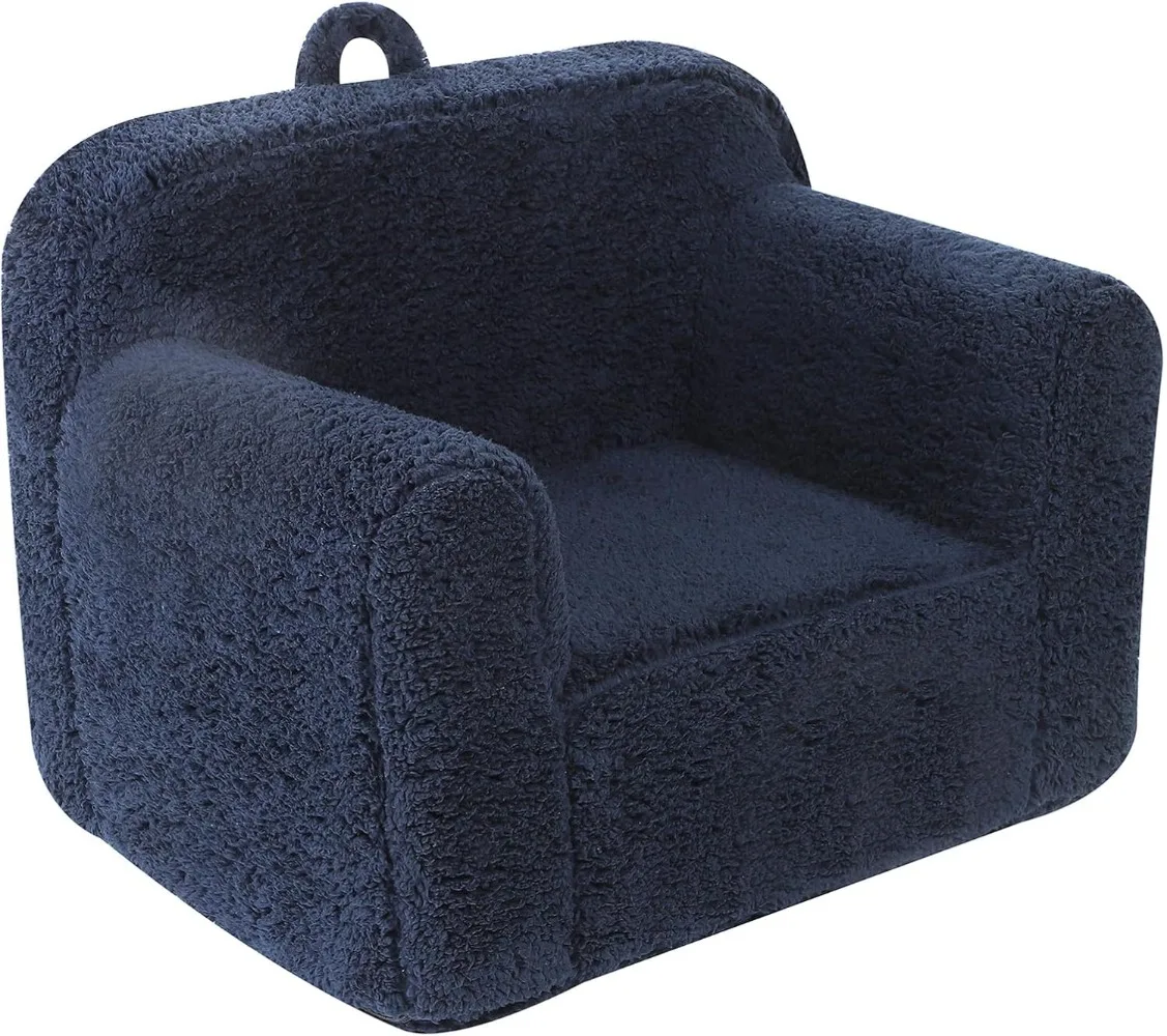 

Kids Snuggly-Soft Sherpa Chair, Cuddly Toddler Foam Chair for Boys and Girls, Dark Blue