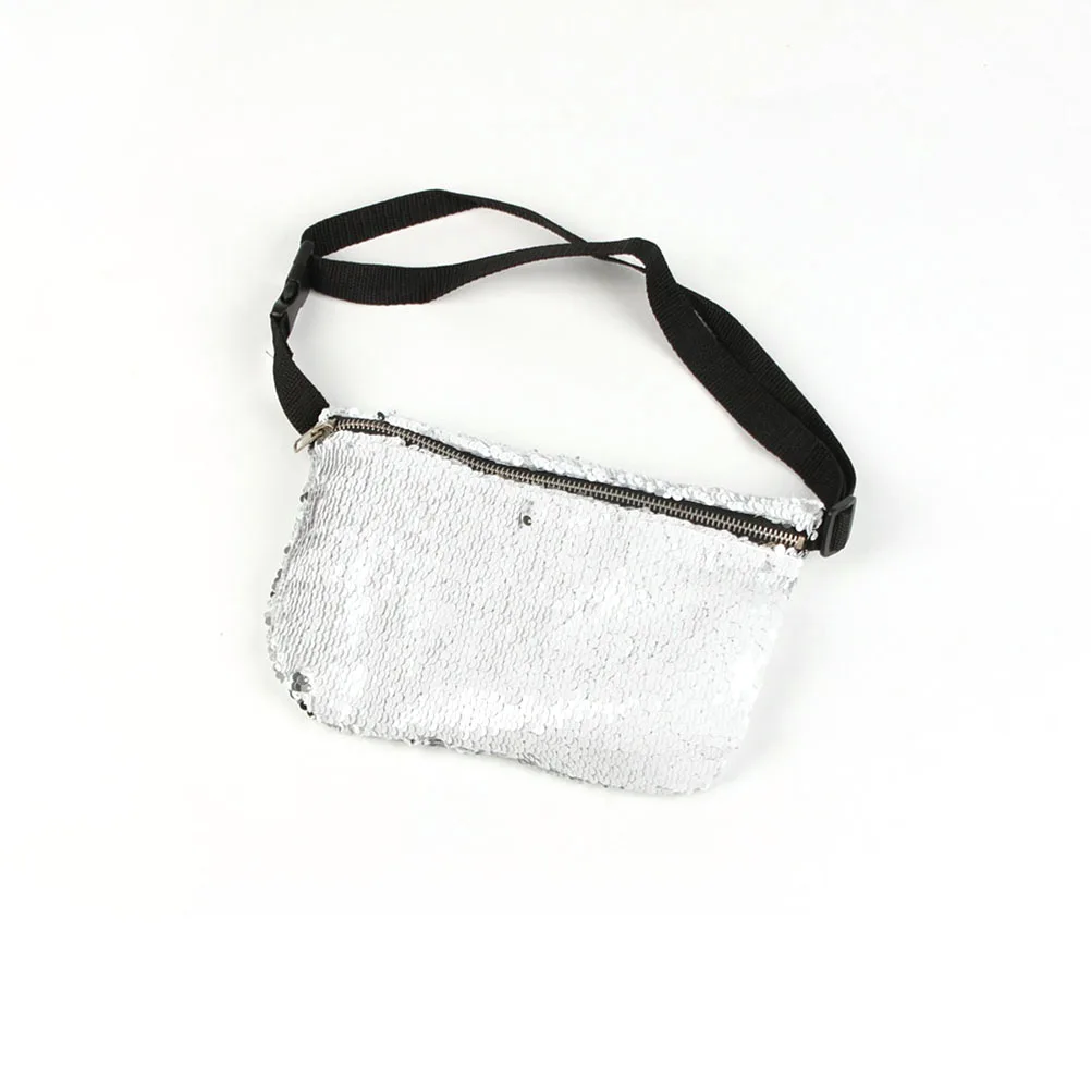 

Glitter Women Waist Bag Fanny Pack Adjustable Band Sequins Design Smooth Zipper Soft Texture Proper Capacity Storage