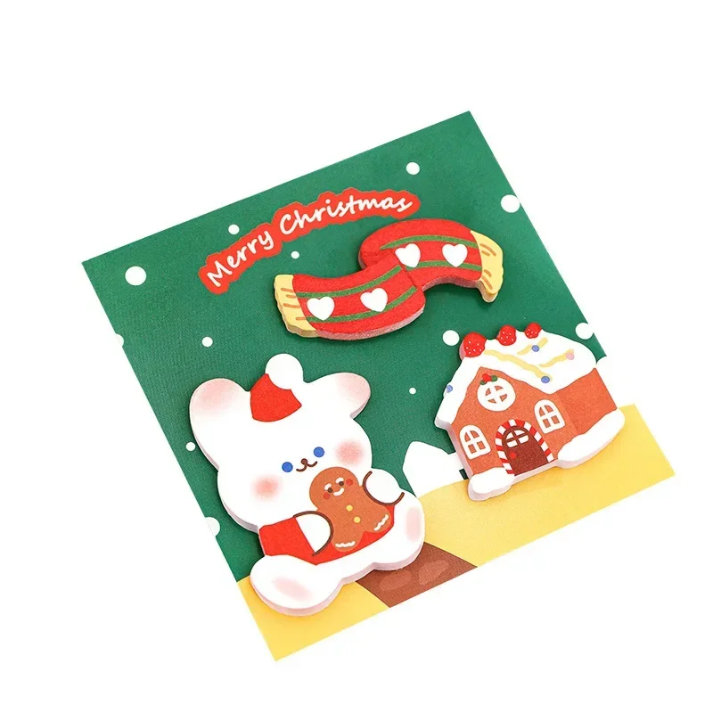 1 Piece Christmas Sticker Sticky Notes Cute Kawaii Cartoon Adhesive Notepad Memo Pad Office Supply School Stationery