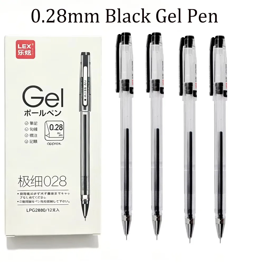 0.28mm Ultra Fine Gel Pen Creative Large Capacity Black Ink Signature Pen Student Writing Stationery School Office Supplies