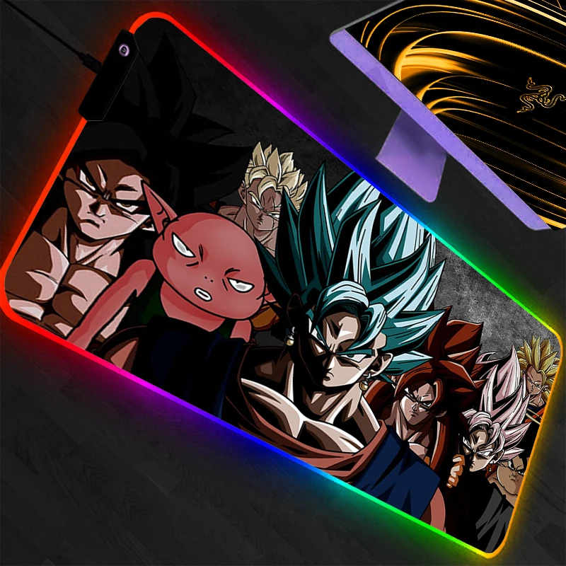 

LED Mouse Pad Dragon Ball Computer Laptop Anime Keyboard RGB Mouse Mat Mousepad Keyboards Gamers Backlight Desk Mat