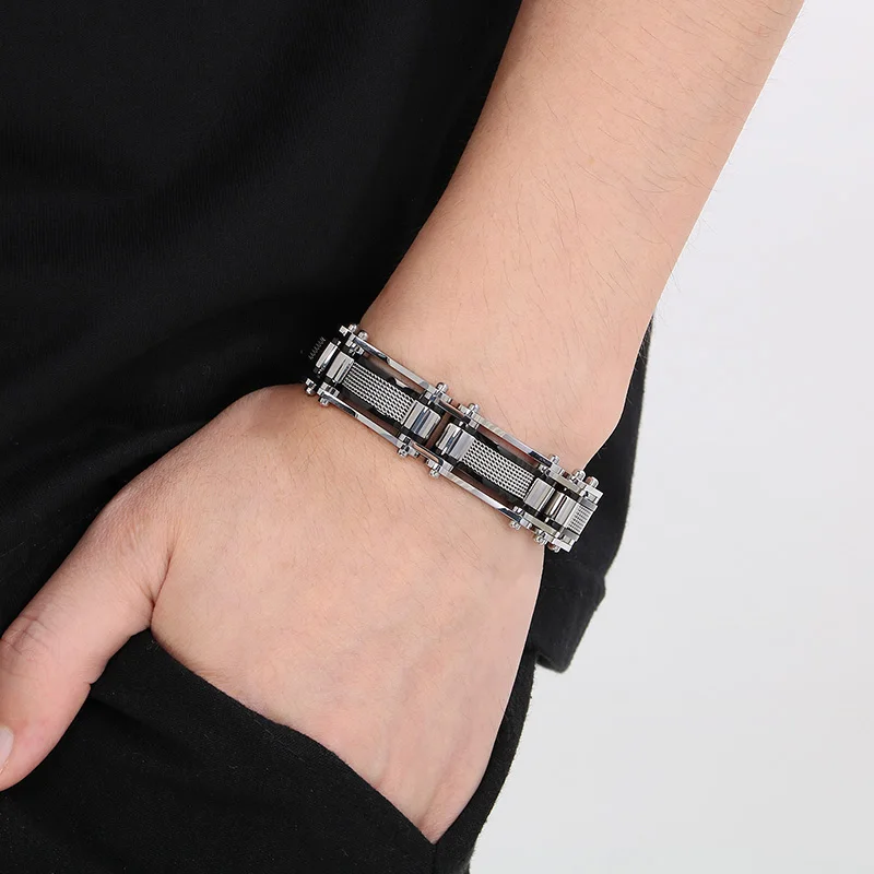 Kalen 15MM Heavy Stainless Steel Bracelet for Men Punk Domineering Bicycle Chain Bracelet Party Jewelry Gift Cuff Bangle