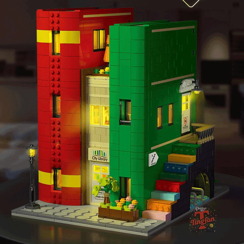 Creative Cities Library Buildings Blocks Bricks Model MOC Modular Desktop Ornament Street View Architecture Toy for Adults Gifts