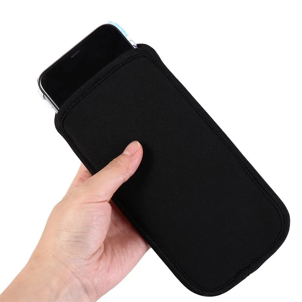 Bolsa de neopreno negra para teléfono, funda protectora para teléfono, funda suave para teléfono, bolsa Universal