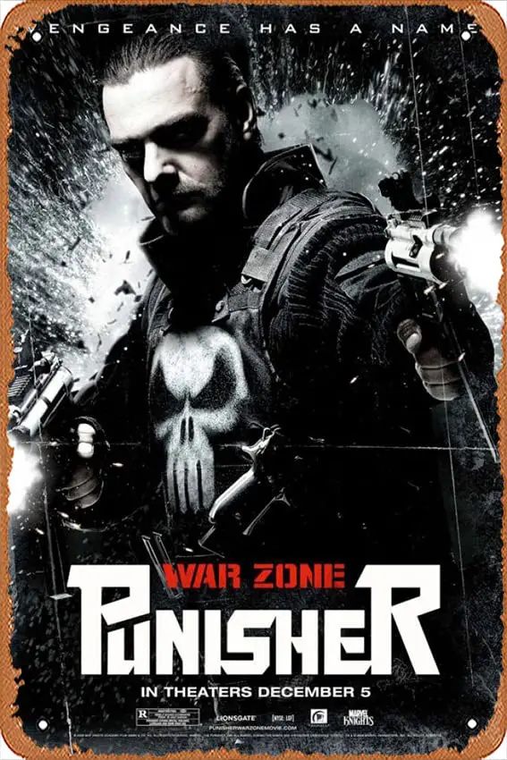 Punisher: War Zone Movie Poster 8 x 12 Inches - Retro Vintage Metal Tin Sign for Home Bar Pub Garage Decor Movie Gifts