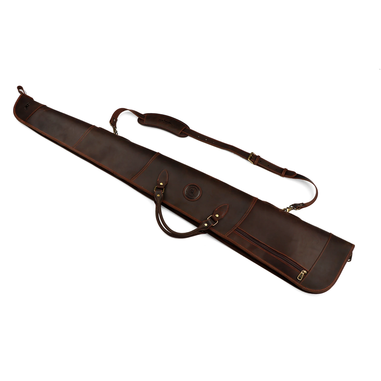 Tourbon Hunting Shotgun Case Leather Gun Carry Bag Protective Slip Soft Padded with Adjustable Shoulder Strap  Brown Shooting