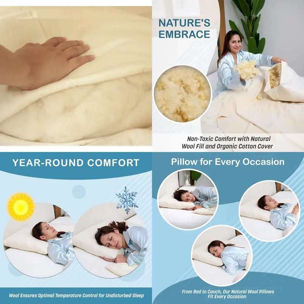 

Queen Size Turmerry Natural Wool Pillows - Regular Firmness