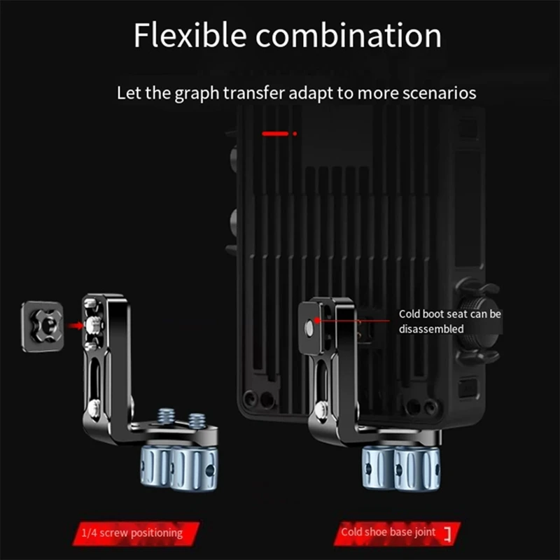 A21I-1/4 Braket L Dudukan Transmisi Sekrup dengan Dudukan Sepatu Dingin untuk Dudukan TRANSMISI DJI TX untuk Sangkar Kamera DSLR