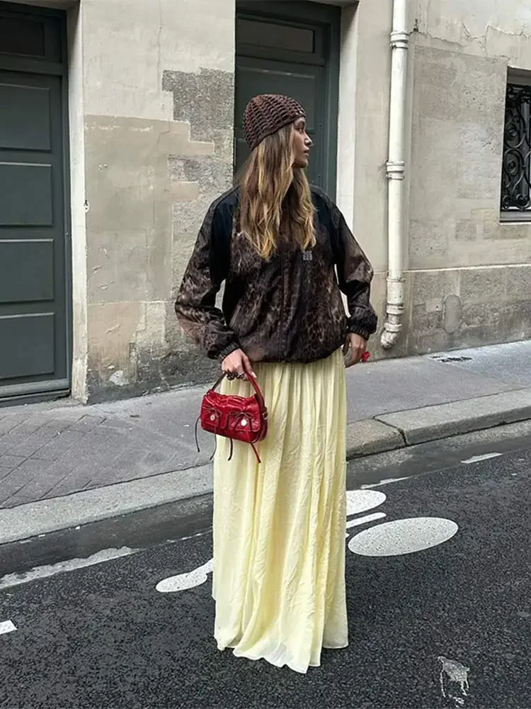 Chaqueta corta con estampado de leopardo para mujer, abrigo informal de manga larga con bolsillos y cremallera, prendas de vestir de calle Chic para otoño