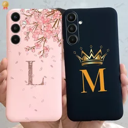 For Samsung Galaxy A34 A 34 5G Case Luxury Cute 26 Letters Flowers Crown Silicone Back Cover For Samsung A34 A 34 5G Phone Case