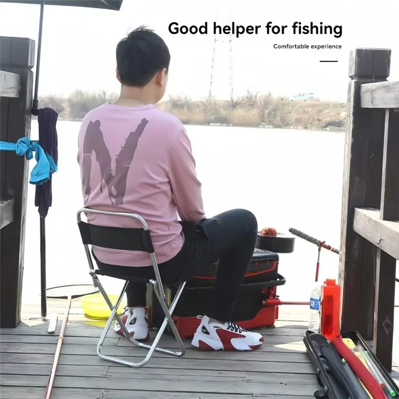 

XFDZ-Portable Stainless Steel Outdoor Foldaway Chair With Backrest - Lightweight, Easy To Carry For Camping, Fishing