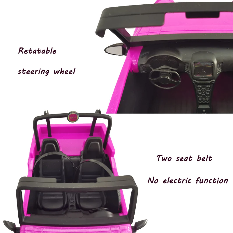 Travel Convertible Jeep Car Doll Vehicle Two Seat Cool Car for Dolls Toy Car Model  Girl\'s Birthday Gift Dollhouse Accessories