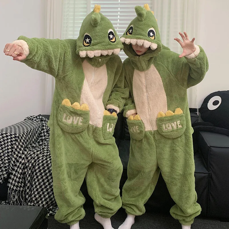 Multiple Couple Animal Jumpsuits Cosplay Cartoon Bodysuits Adult Coral Fleece Pajamas Family Anime Autumn And Winter Clothing