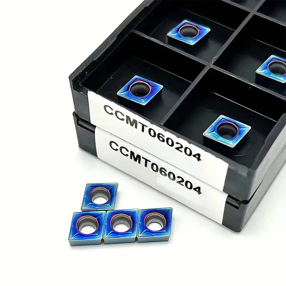 20pcs Nano-Blue Ccmt060204 Carbide Turning Inserts For Metal Lathes - Cnc Compatible, High-Efficiency Cutting Tools