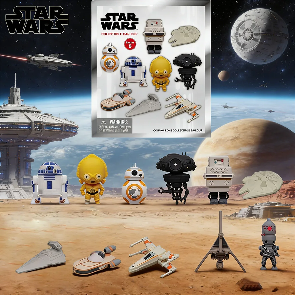 1 Stück Offiziell Lizenzierte Star Wars Blind Box 3D-Figur Taschenclip R2-D2 C-3PO Anime-Figur Schlüsselanhänger Zufällige Auswahl Geburtstagsgeschenk