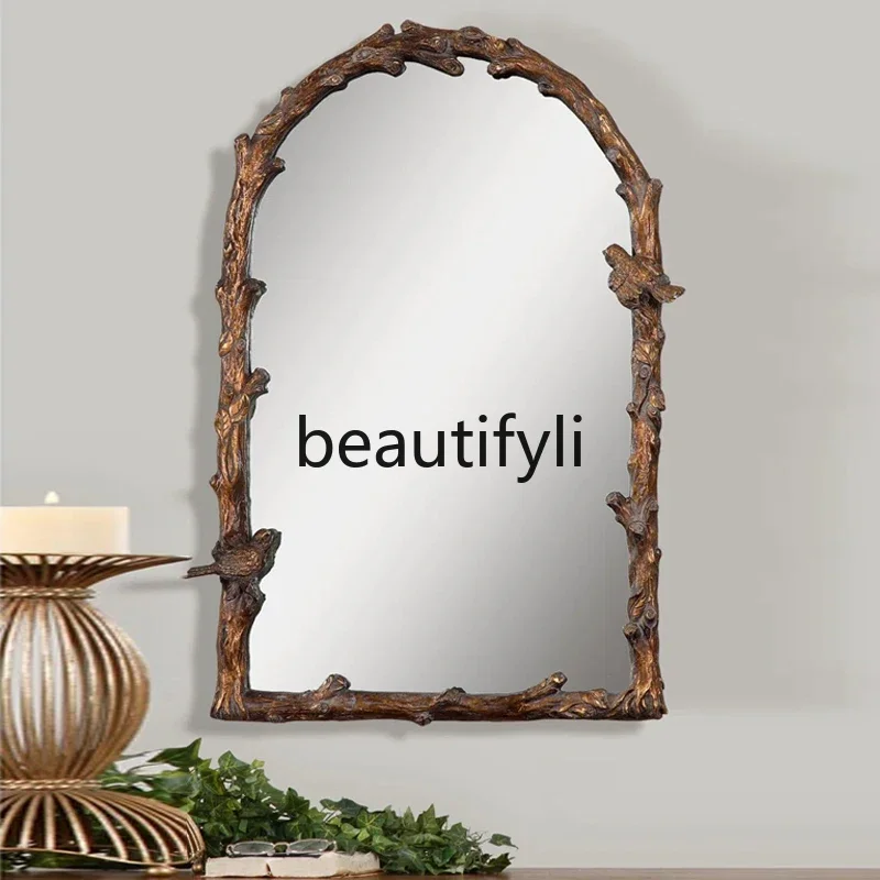 

European vanity mirror wall-mounted retro home wall decorative mirror bathroom mirror1184