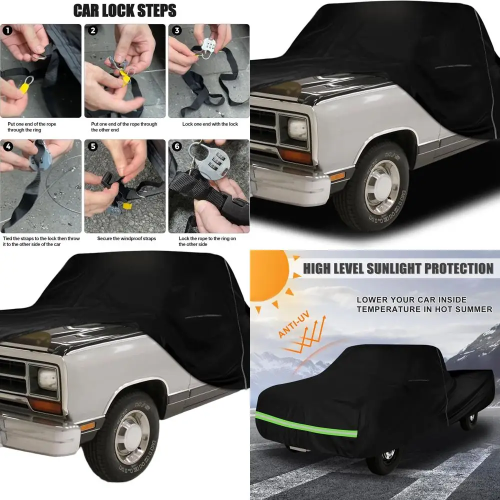 

All-Weather 420D Waterproof Truck Cover for 1972-1993 Dodge Ram D/W Series D100-300 Long Bed with Zipper Door