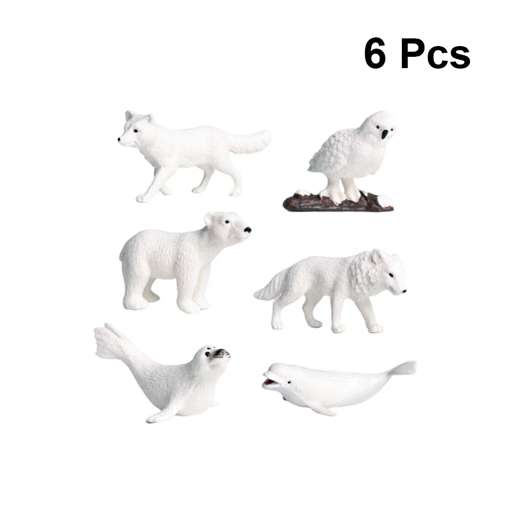 6PCS Arctic Animals Models Simulation Animal Ornament Plastic Animal Decorations Desktop Adornment for Home Shop