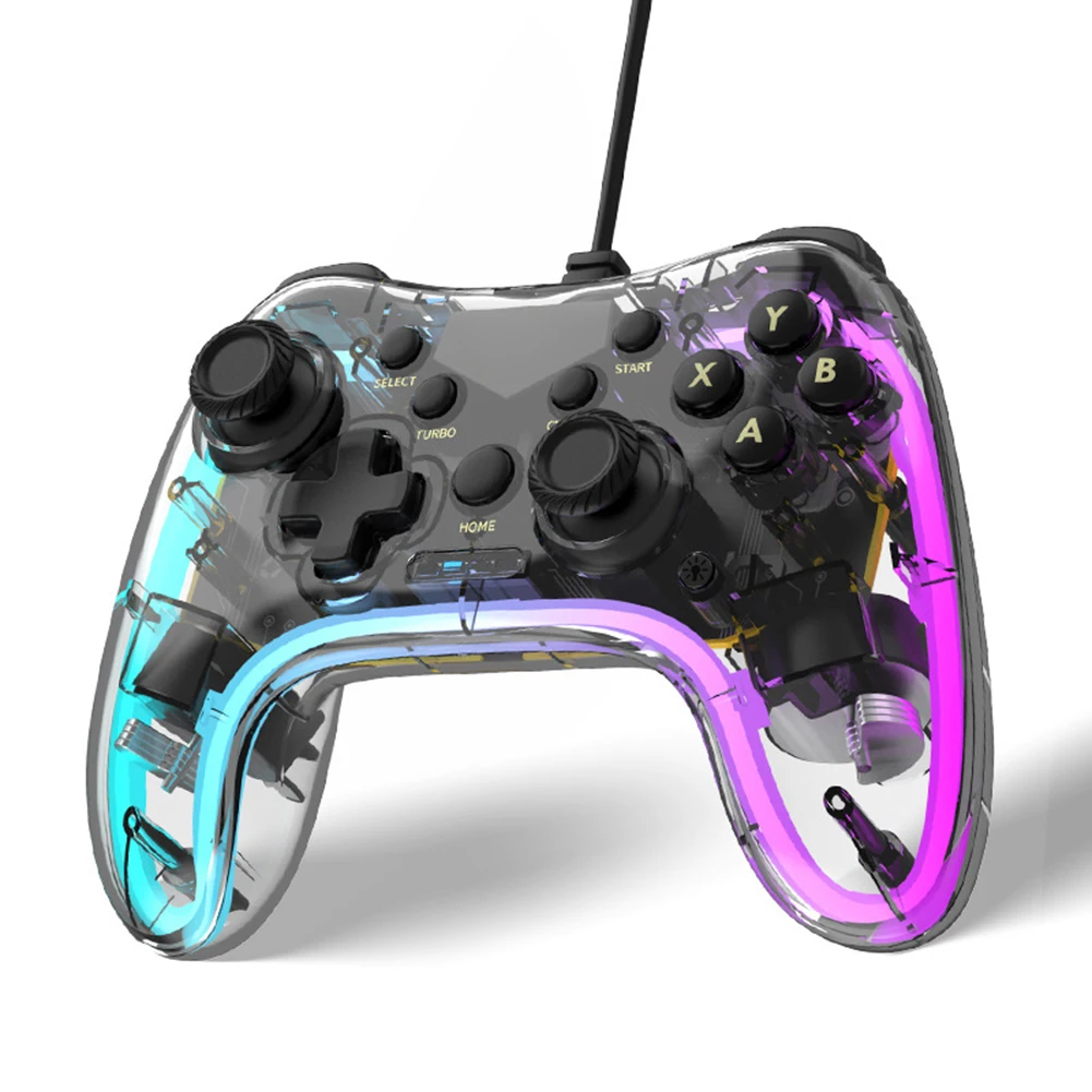 وحدة تحكم ألعاب RGB مع وظيفة توربو وحدة تحكم سلكية شفافة ملحقات الألعاب وحدة تحكم سلكية للوحة الألعاب لمفتاح PS #1