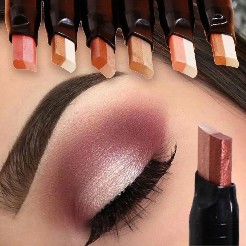 Lápiz de Sombra de Ojos con Brillo Degradado de Doble Color, Sombra de Ojos Metálica Brillante de Dos Tonos, Lápiz de Sombra de Ojos 2 en 1 Resistente al Agua